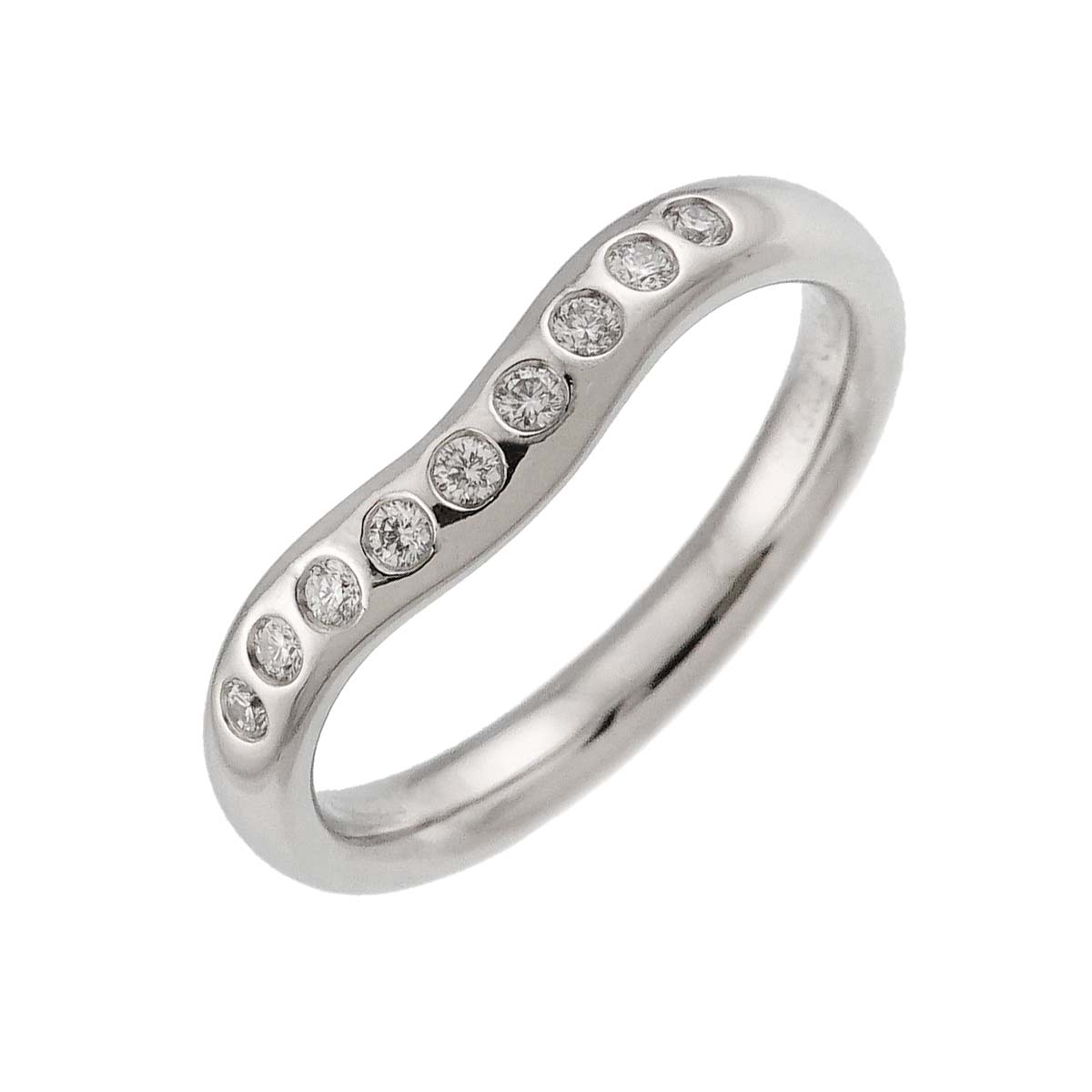 Wide Curved Band Diamond Ring Pt Platinum Size5.5-5.75(US)