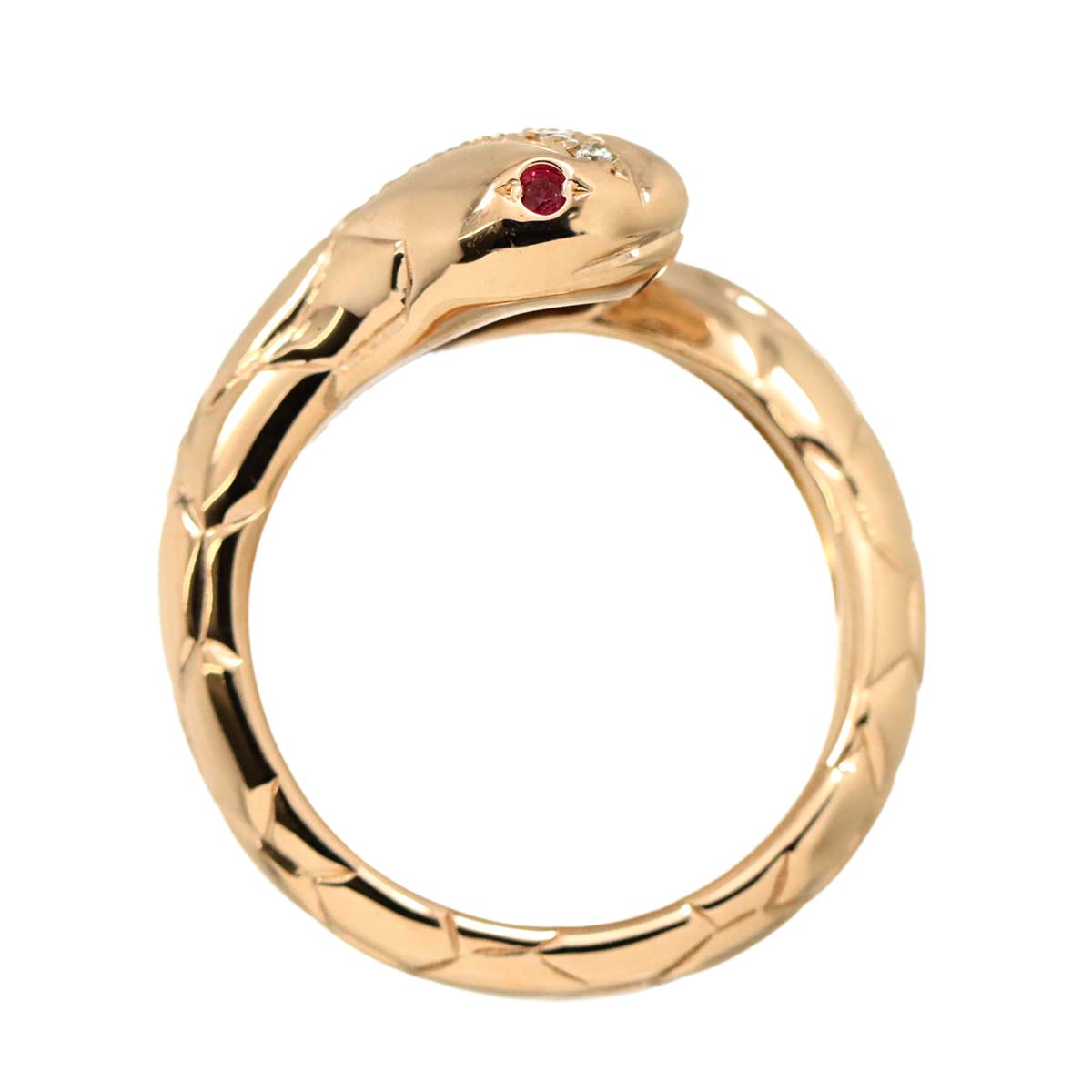 Diamond 0.13ct Ruby Ring 18K PG Pink Gold 750 Size6.75(US)