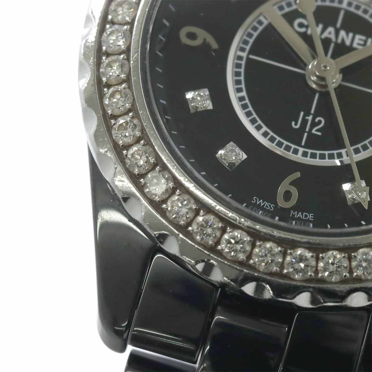 J12 H2571 Diamond Bezel Black Ceramic Quartz 29mm Ladies
