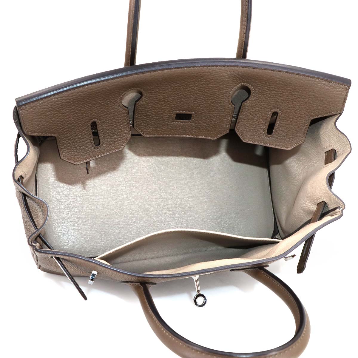 Birkin 30 Hand Bag Veau Togo Toupe Gris Asphalte Brown Purse