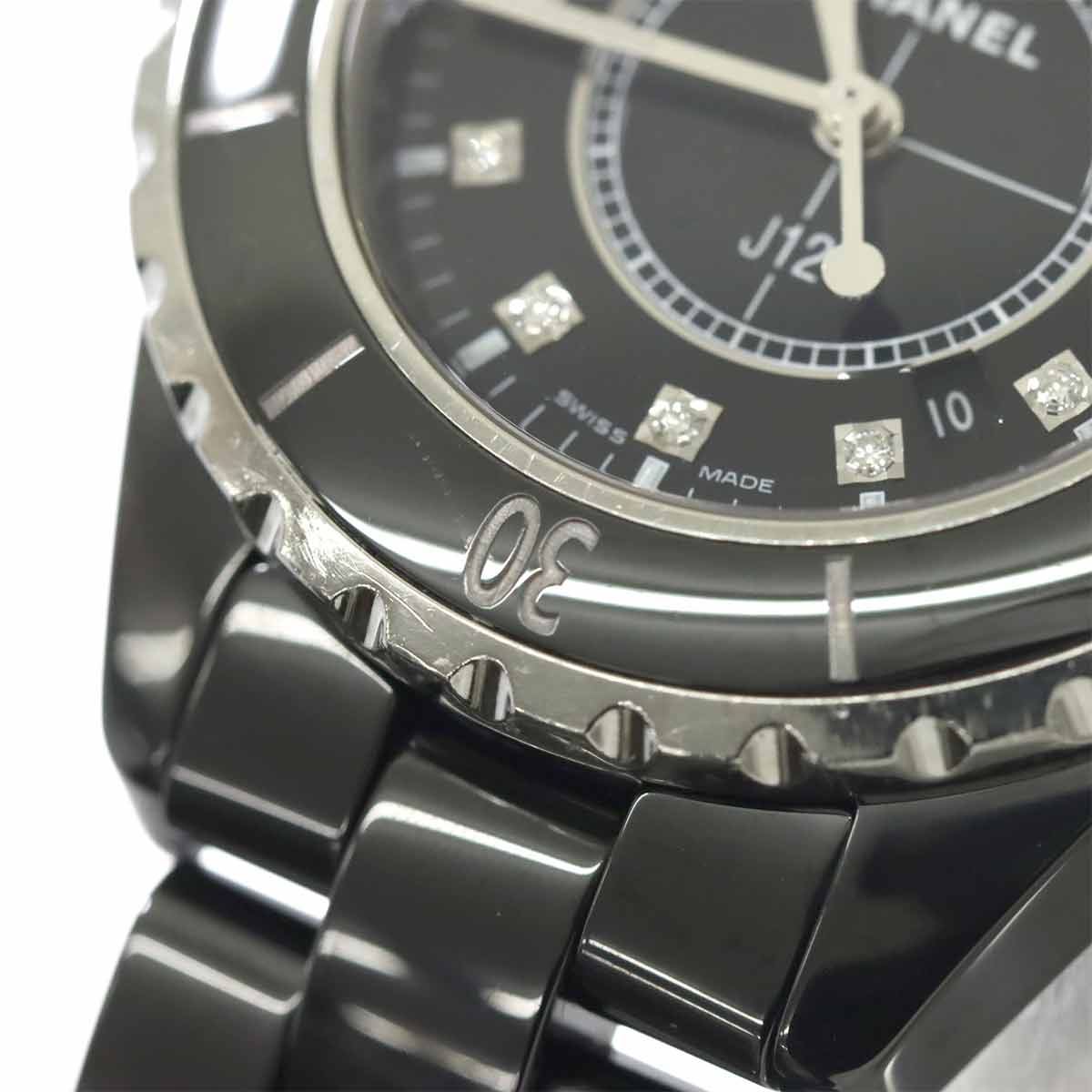 J12 H1625 12P Diamond Quartz Black Dial Ladies Watch