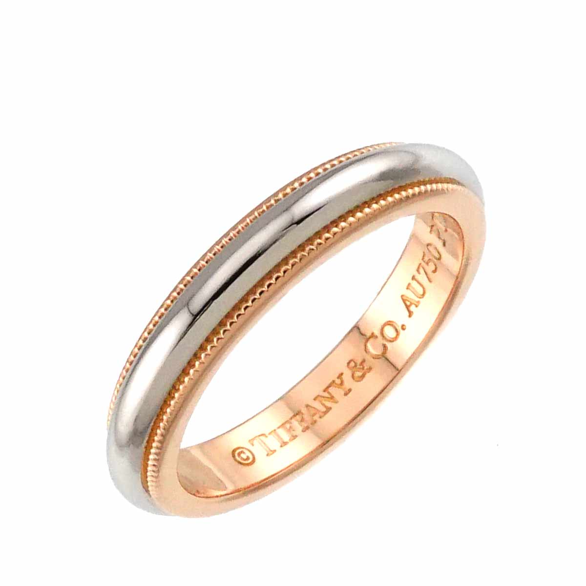Milgrain Band Ring 18K PG 750 Platinum Size4.75-5(US)