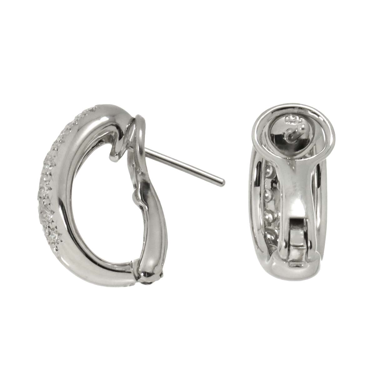 Diamond 0.35ct/0.35ct Earrings Pierced 18K WG 750