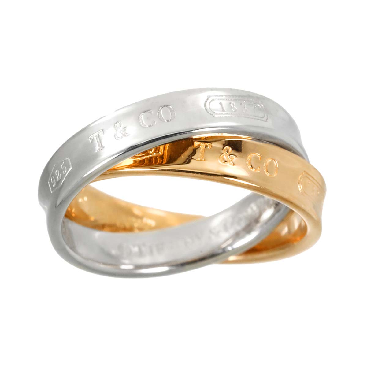 Interlocking Ring 18K PG 750 Silver 925 size3.75(US)