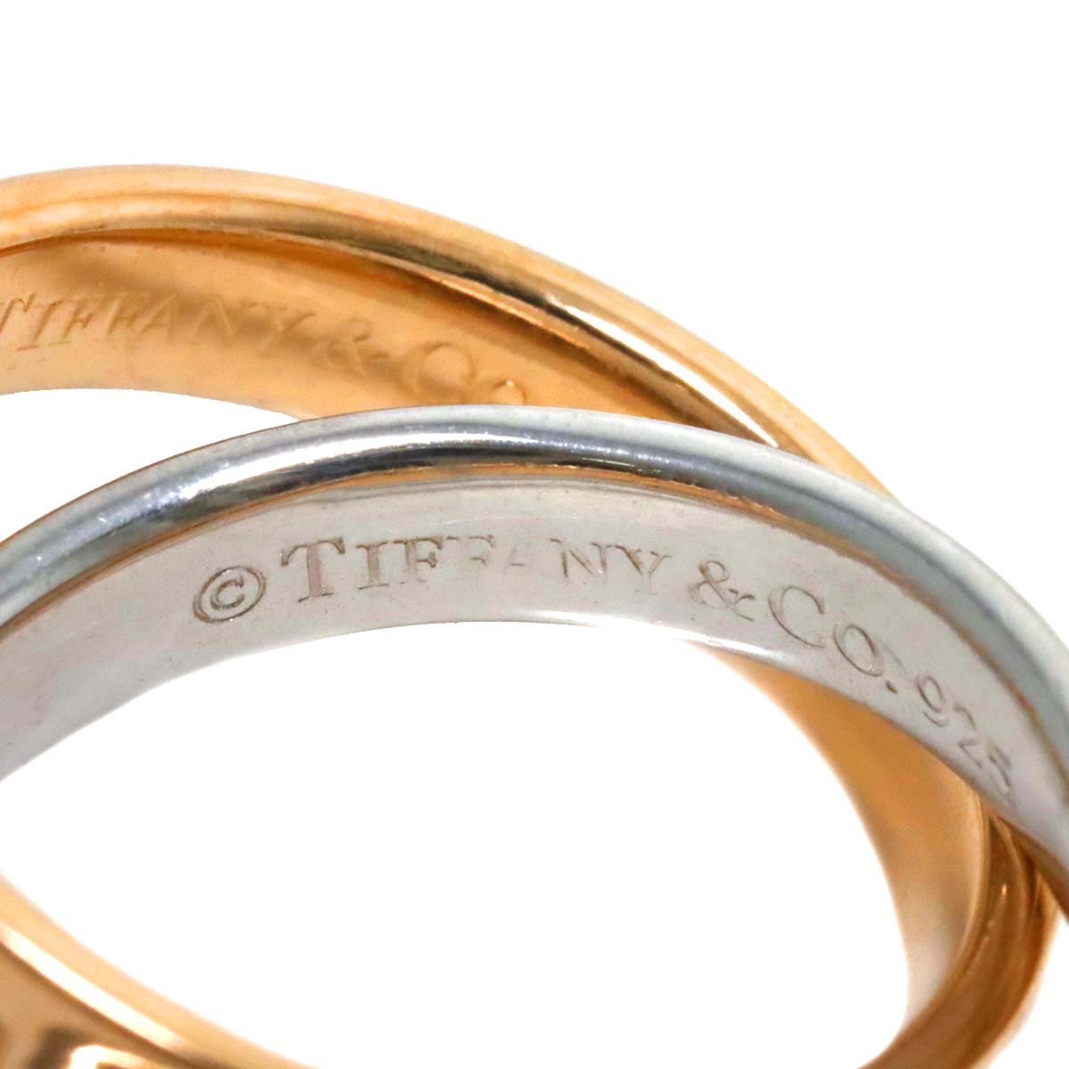 Interlocking Ring 18K PG 750 Silver 925 size3.75(US)