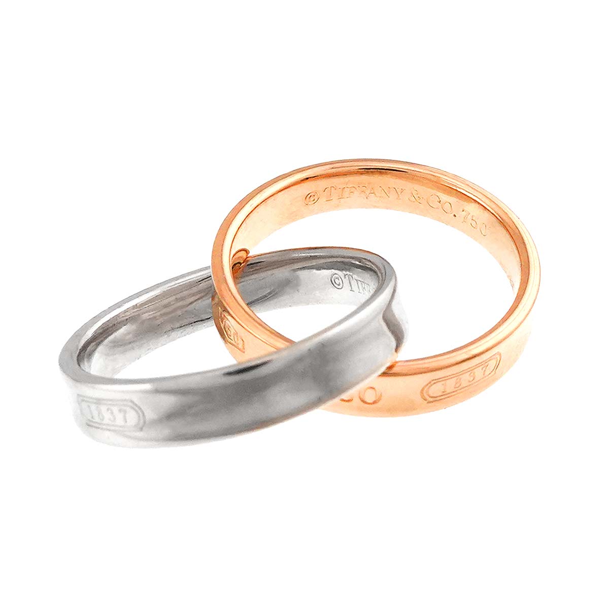 Interlocking Ring 18K PG 750 Silver 925 size3.75(US)