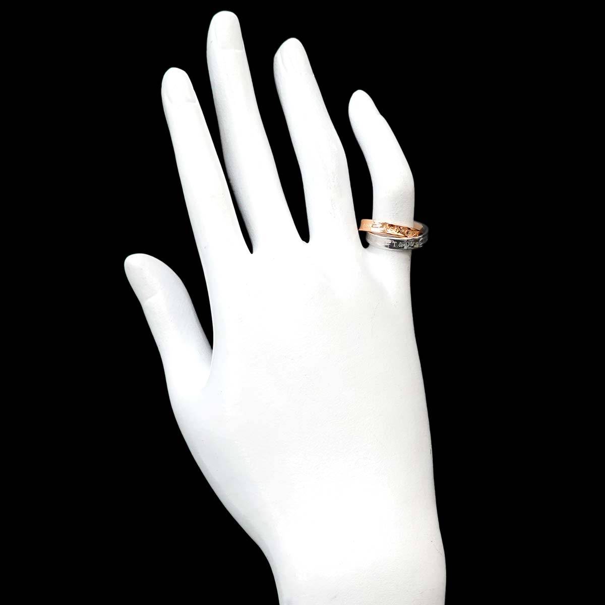 Interlocking Ring 18K PG 750 Silver 925 size3.75(US)