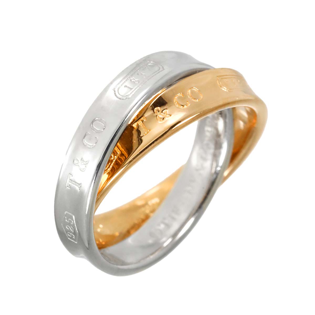 Interlocking Ring 18K PG 750 Silver 925 size3.75(US)