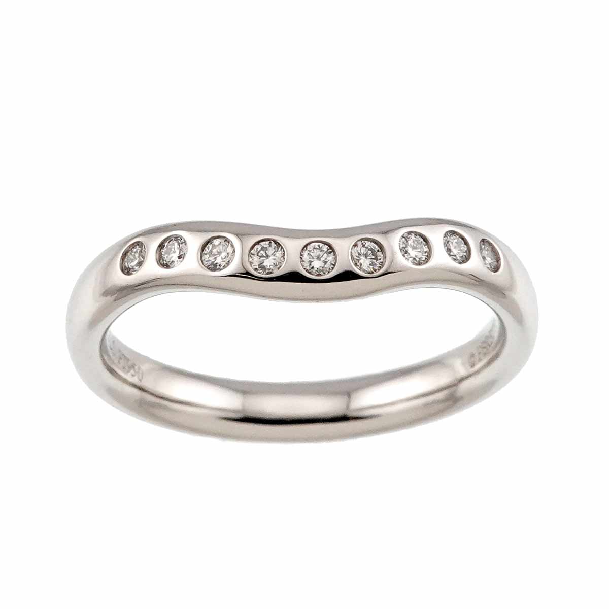 Wide Curved Band Diamond Ring Pt Platinum Size5.75-6(US)