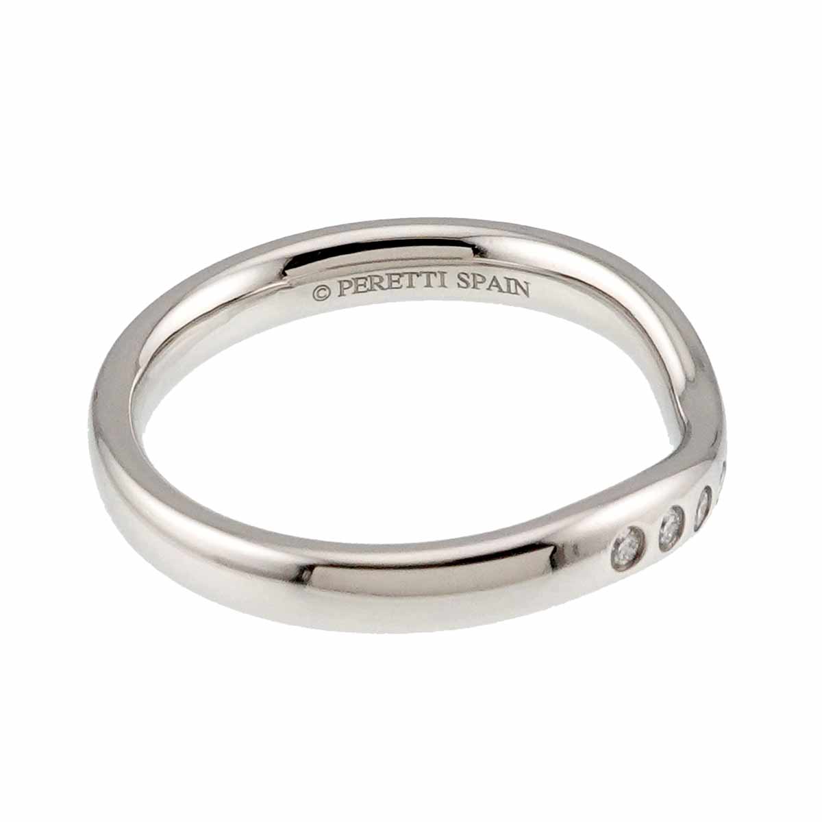 Wide Curved Band Diamond Ring Pt Platinum Size5.75-6(US)