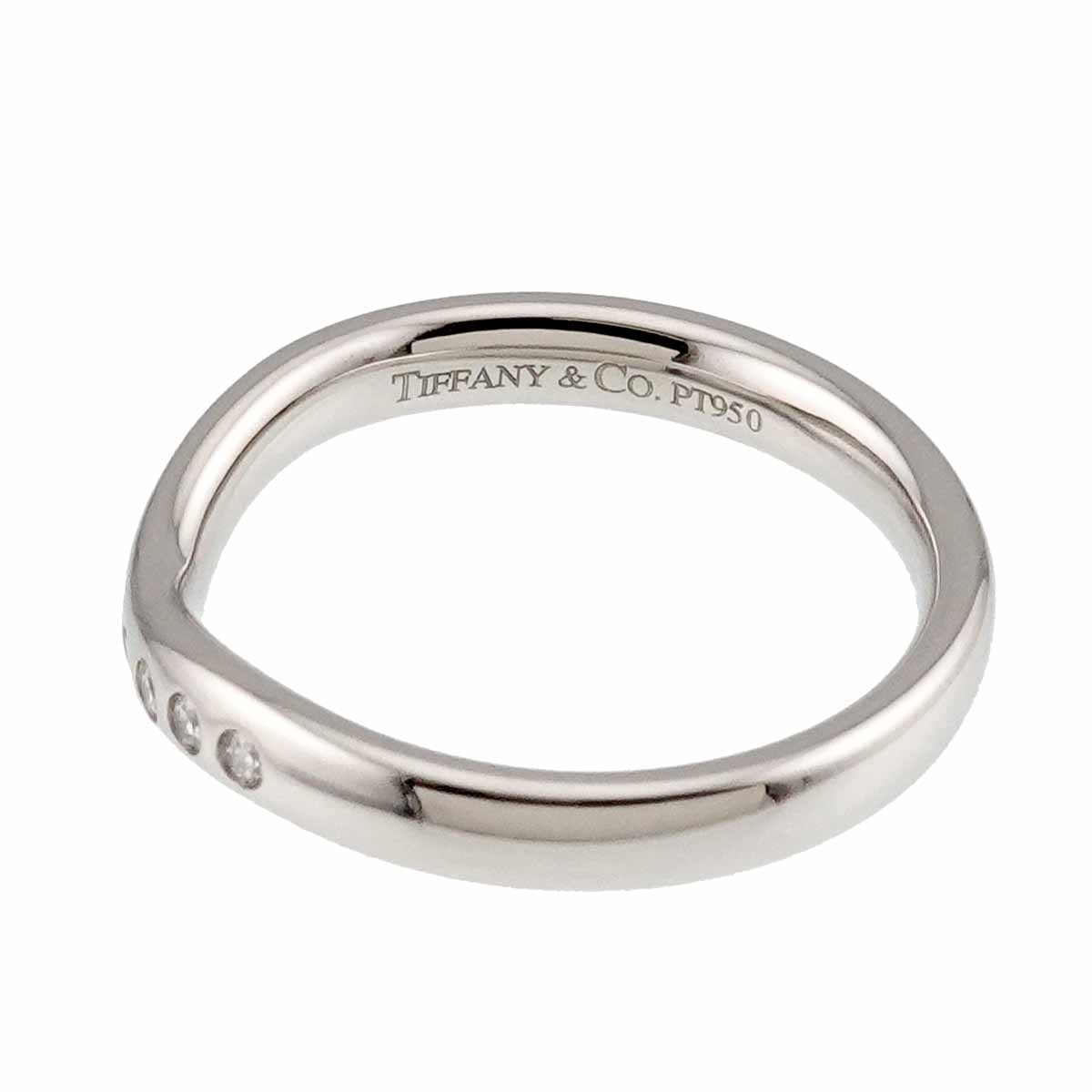 Wide Curved Band Diamond Ring Pt Platinum Size5.75-6(US)