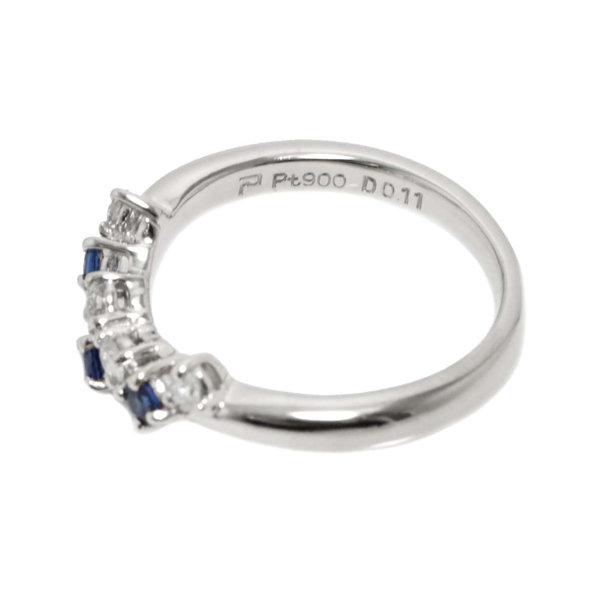 Sapphire 0.21ct Diamond 0.11ct Ring Pt Size5-5.25(US)