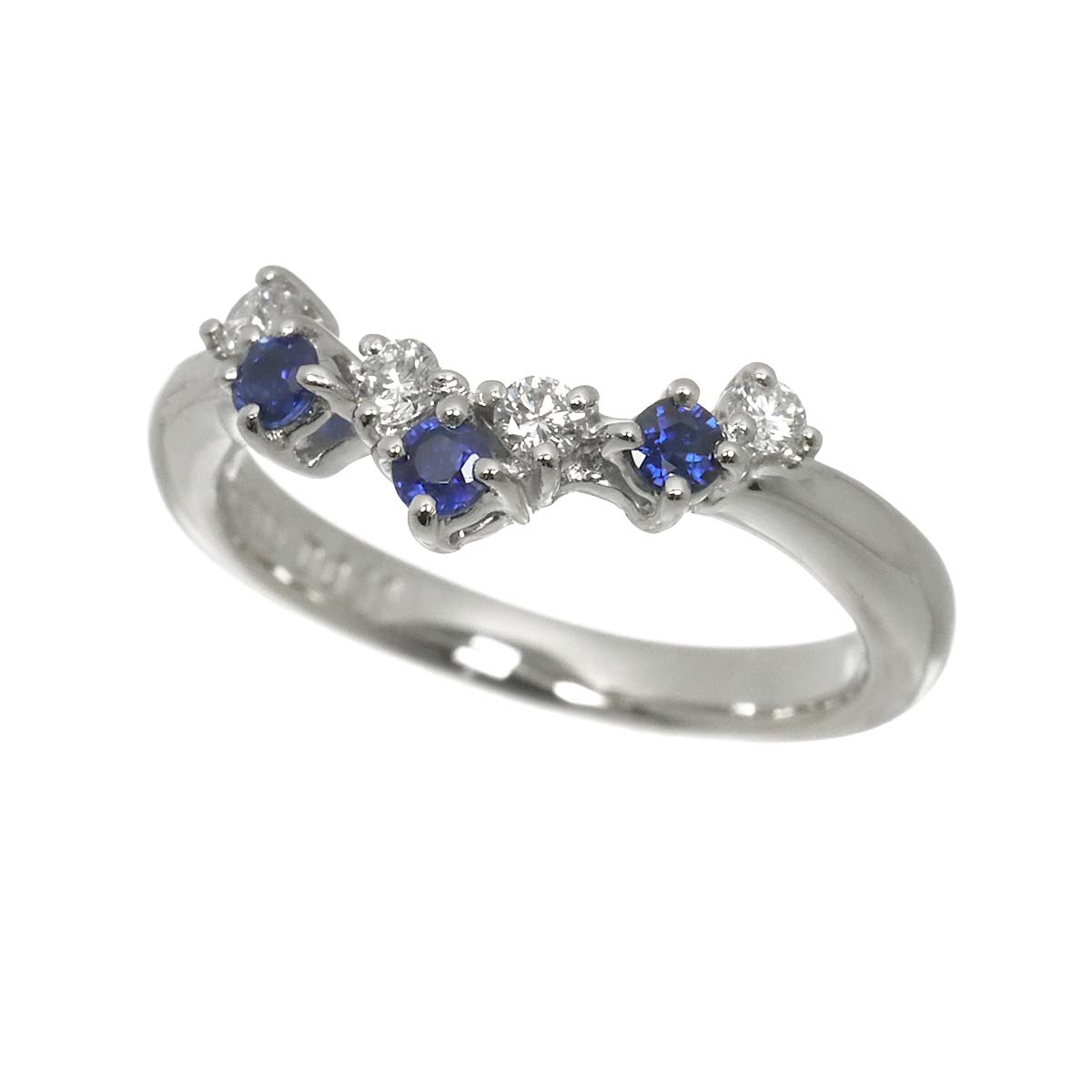 Sapphire 0.21ct Diamond 0.11ct Ring Pt Size5-5.25(US)