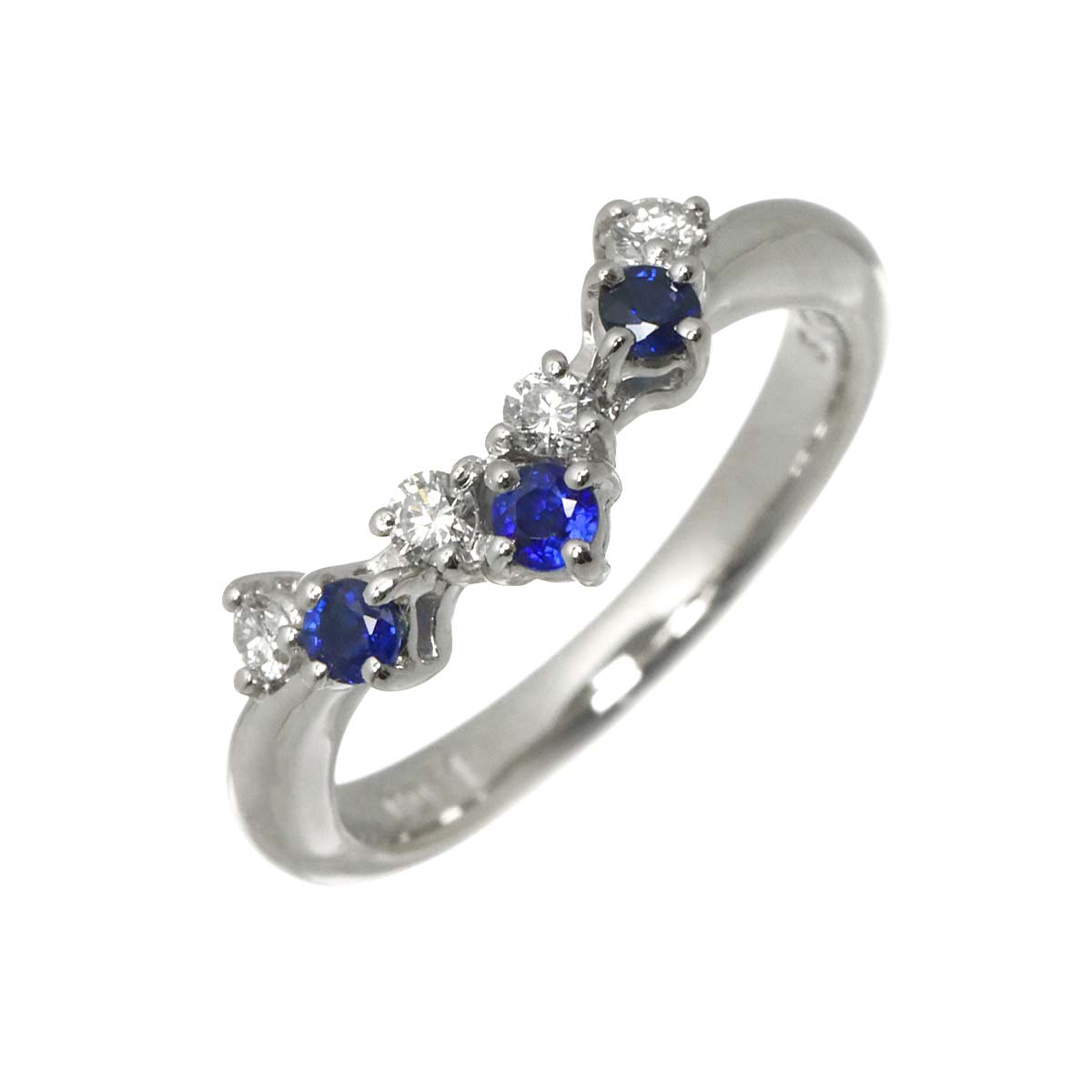 Sapphire 0.21ct Diamond 0.11ct Ring Pt Size5-5.25(US)