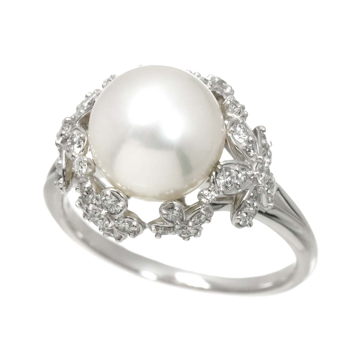 South Sea pearl Diamond 0.45ct Ring 18K WG Size5.5-5.75US