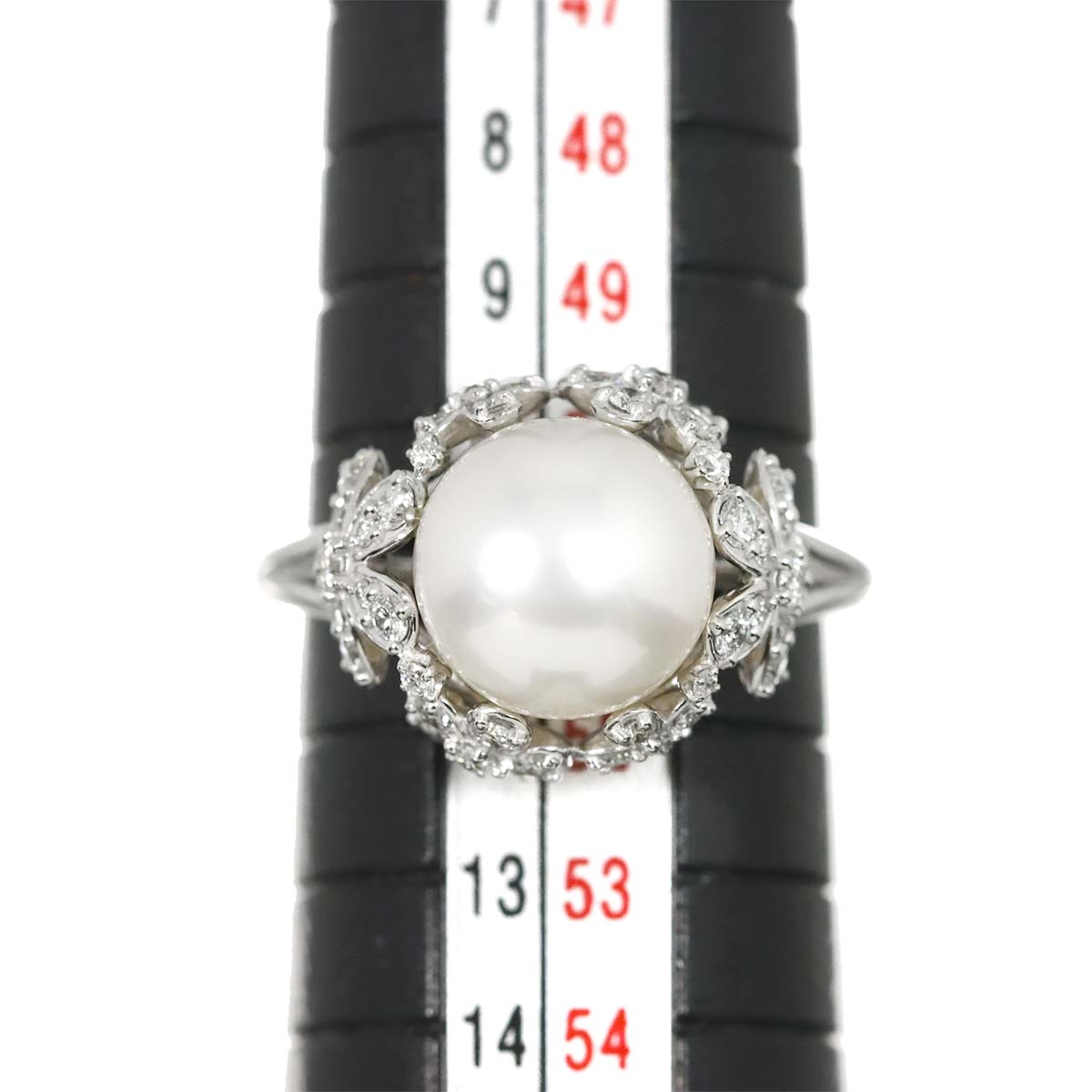 South Sea pearl Diamond 0.45ct Ring 18K WG Size5.5-5.75US