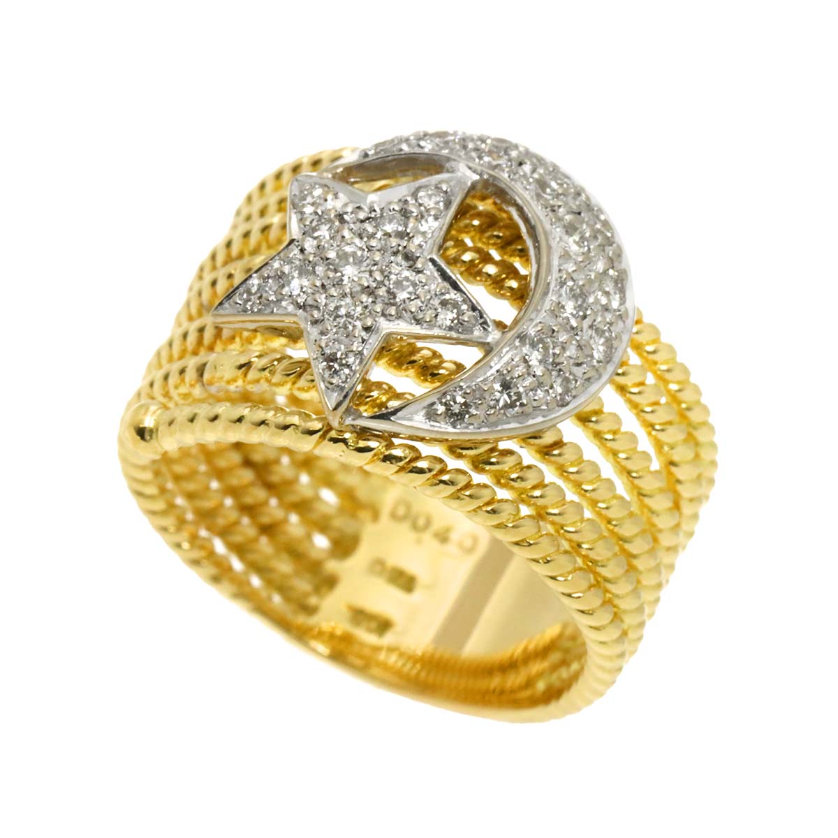 Diamond 0.40ct Ring 18K YG WG Yellow White Gold 750 7.25-7.5(US)