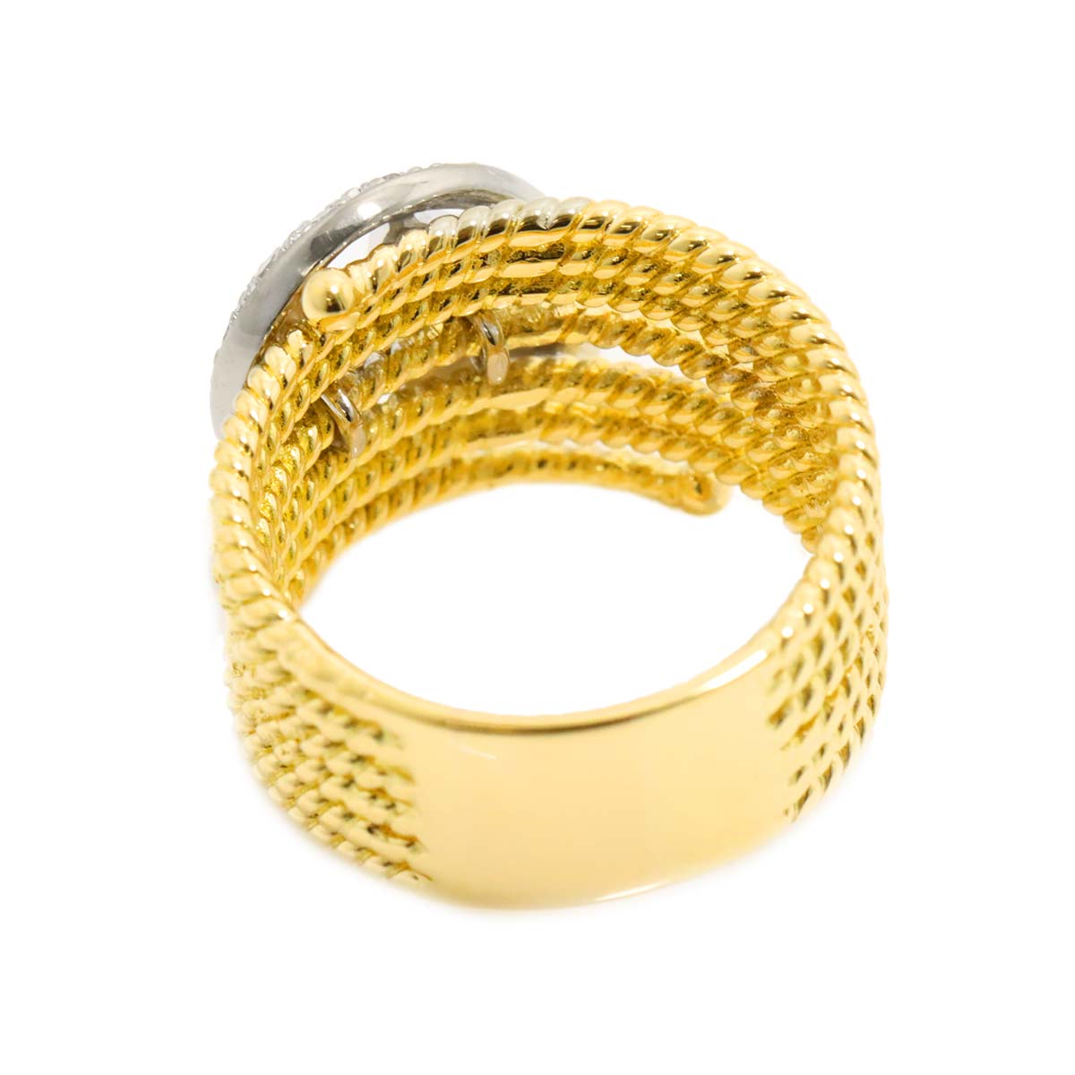 Diamond 0.40ct Ring 18K YG WG Yellow White Gold 750 7.25-7.5(US)