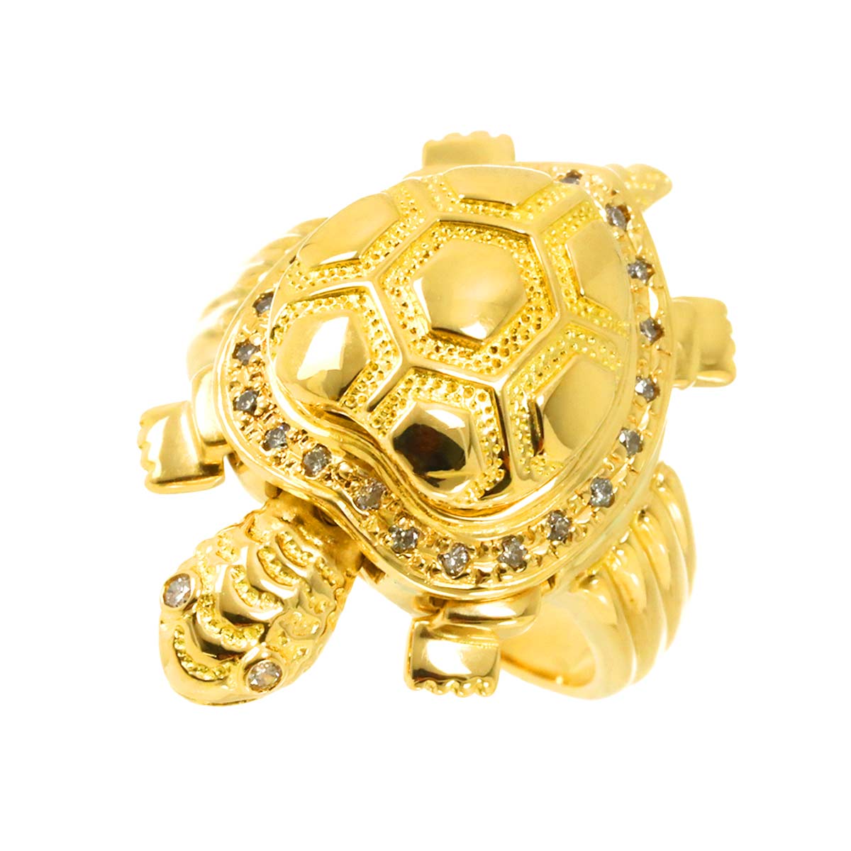 Diamond 0.15ct Ring 18K K18 YG Yellow Gold 750 size6-6.25(US)