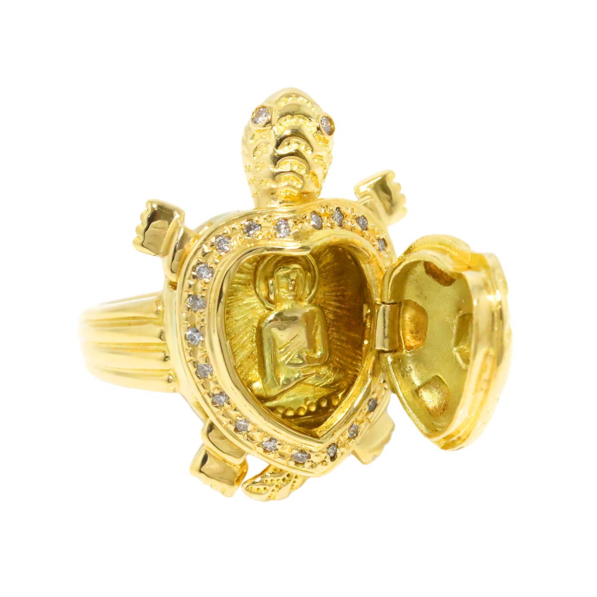 Diamond 0.15ct Ring 18K K18 YG Yellow Gold 750 size6-6.25(US)