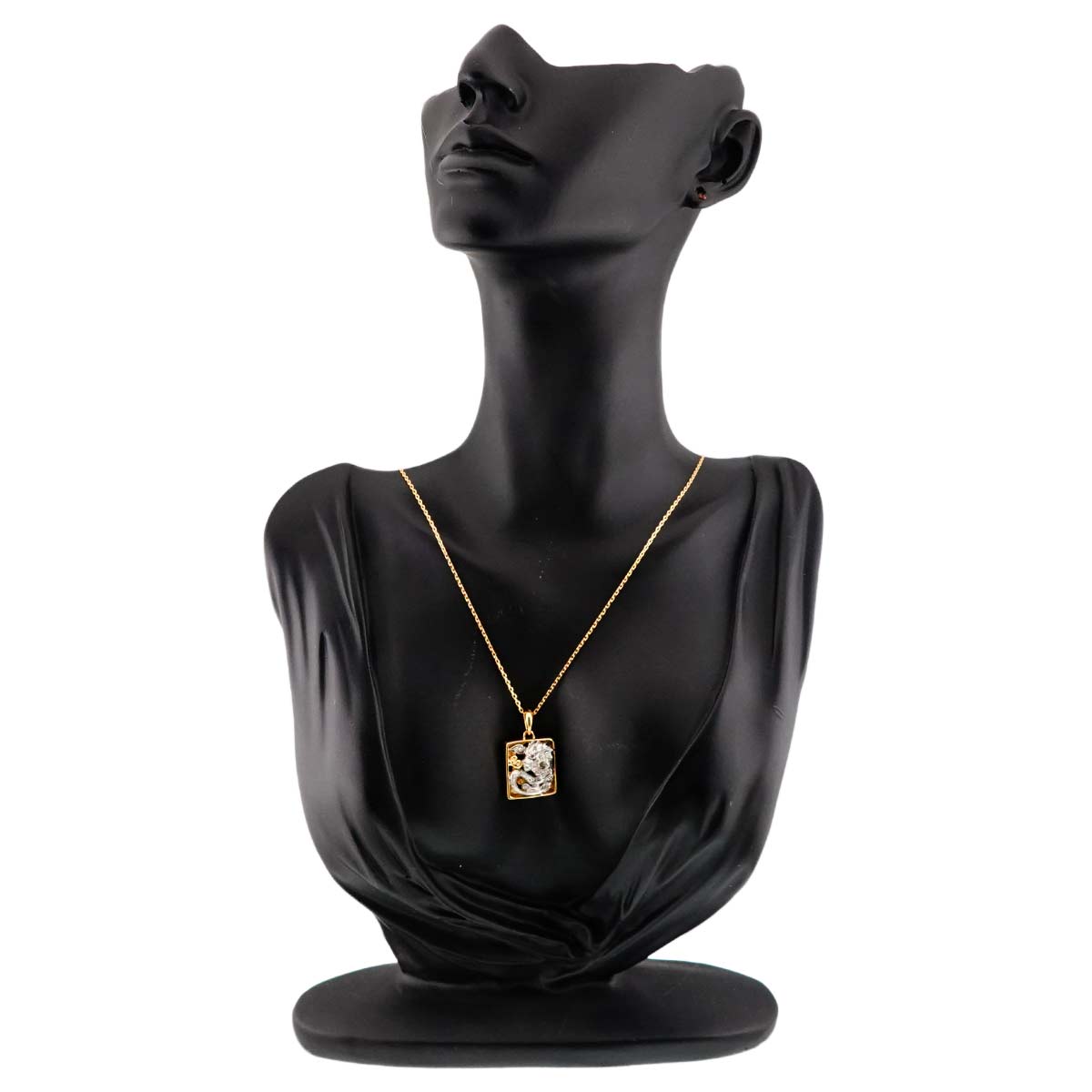 Diamond 0.08ct Ruby 0.005ct Necklace 18K YG Pt Yellow Gold 750 Platinum