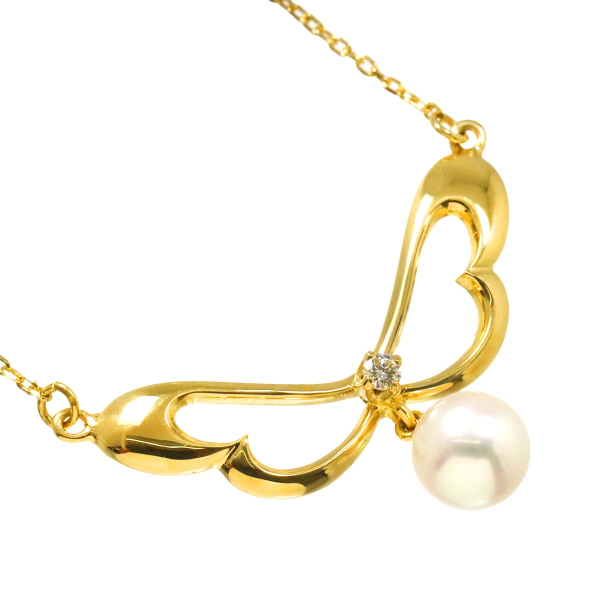 Akoya Pearl 6.0mm Diamond Necklace 18K Yellow Gold 750