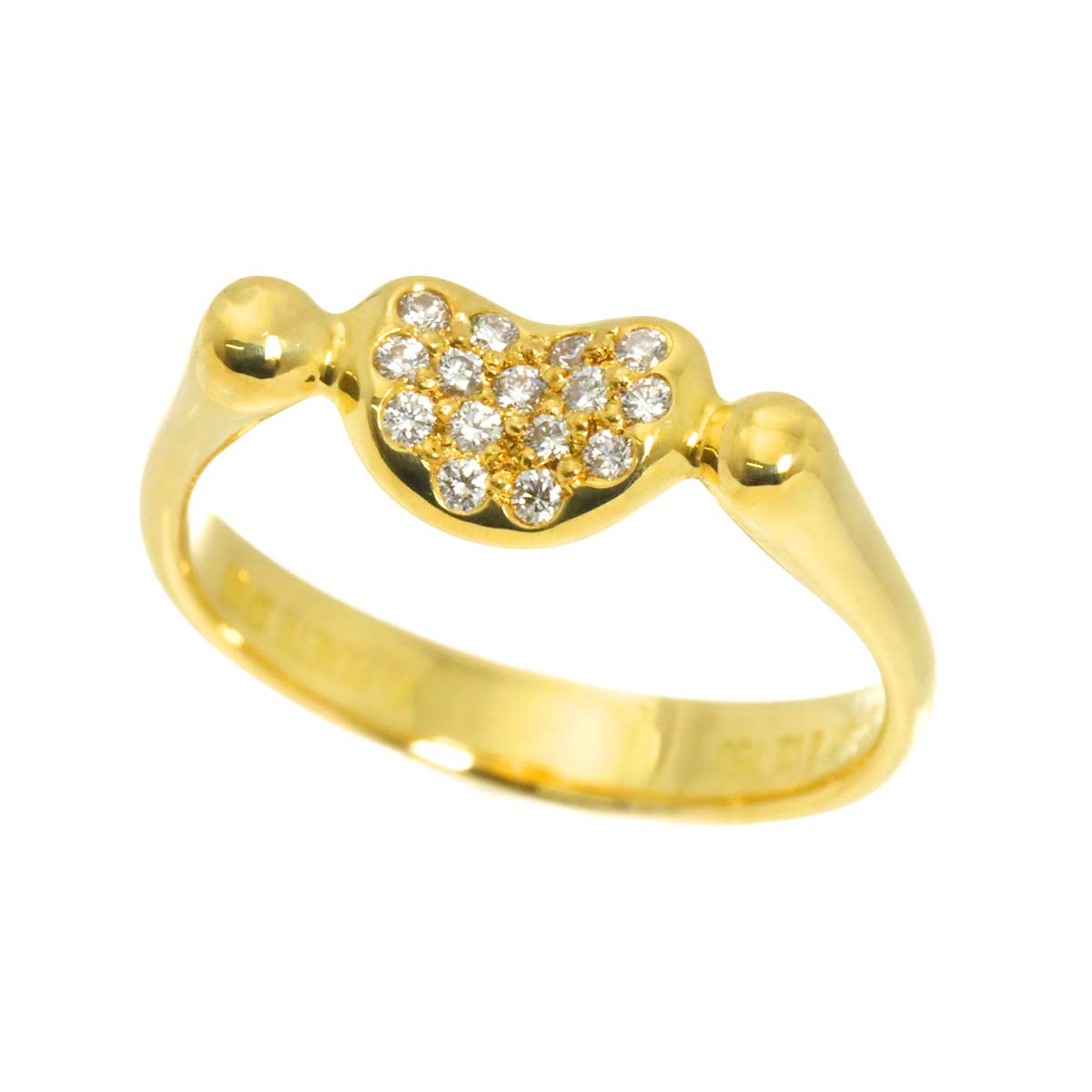 Bean Diamond Ring 18K Yellow Gold 750 Size5.25(US)