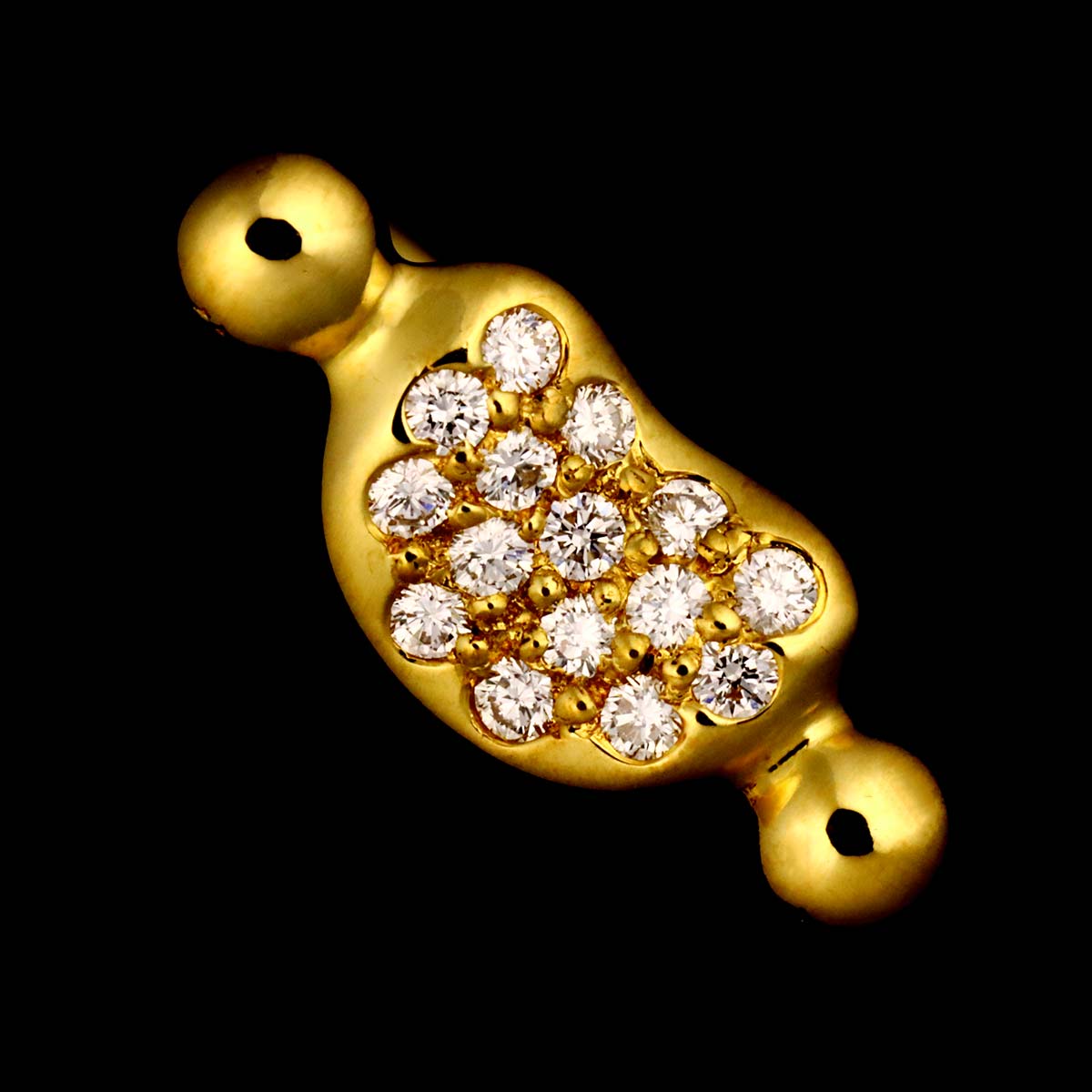 Bean Diamond Ring 18K Yellow Gold 750 Size5.25(US)