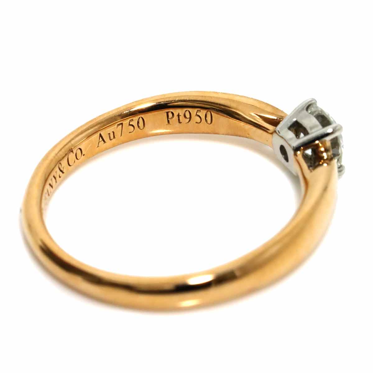 Harmony Diamond 0.24ct G/VS2/3EX Ring Pt 18K PG Size4(US)