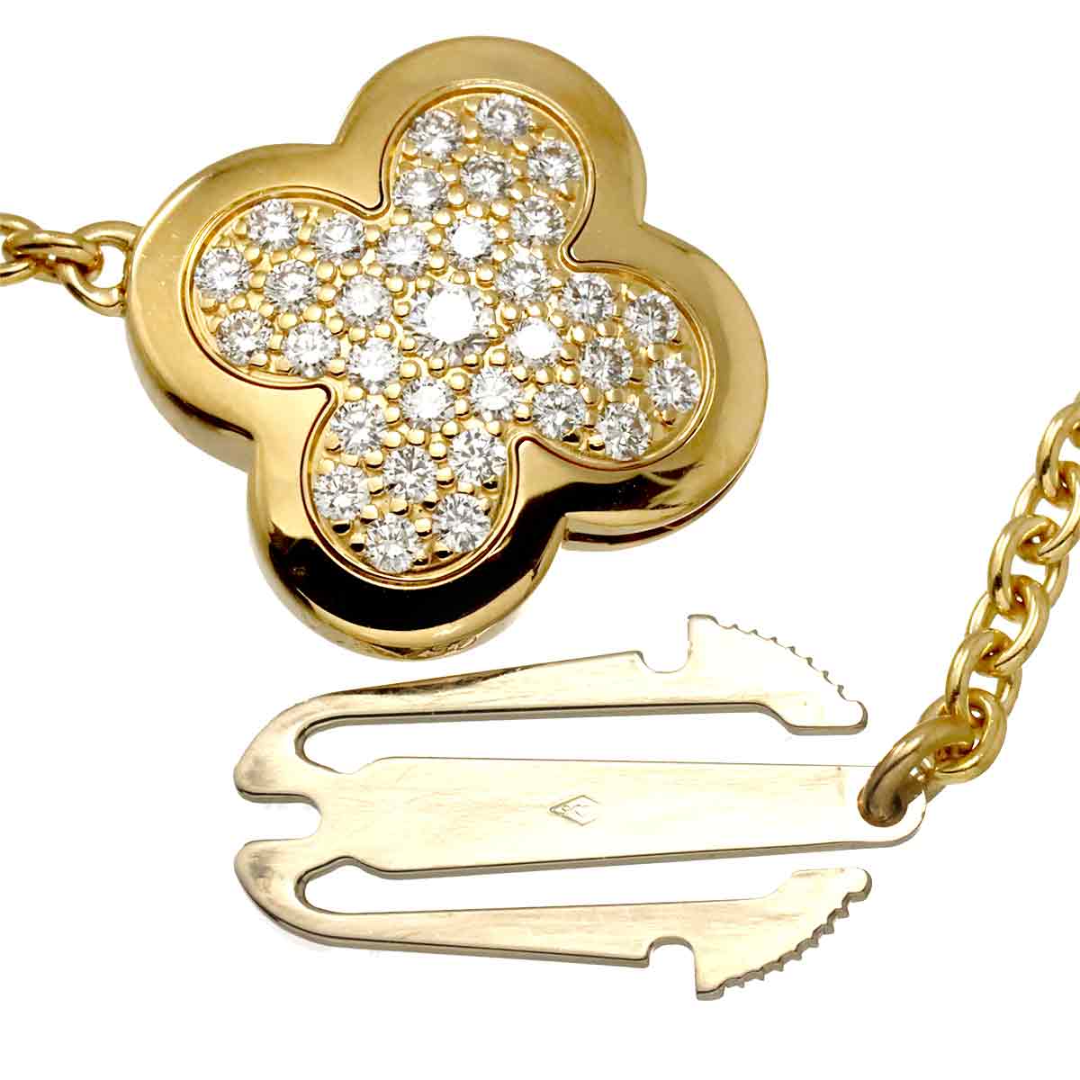 Pure Alhambra Pave Diamond 9P Necklace 18K YG 750