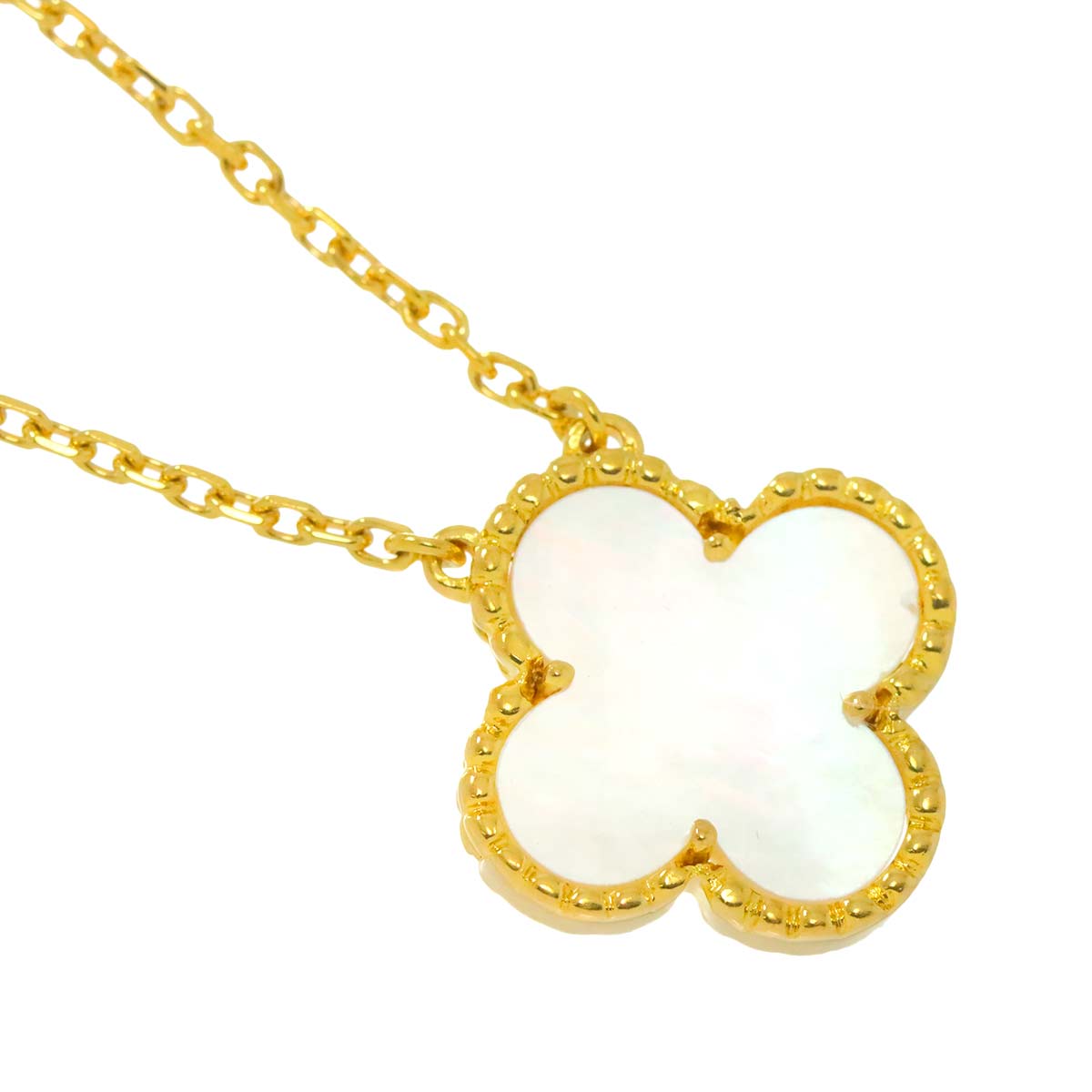 Vintage Alhambra MotherofPearl MOP Necklace 18K YG 750