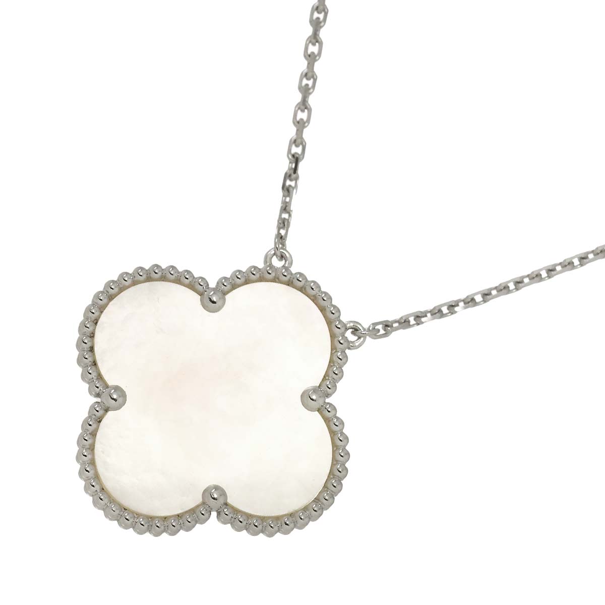 Magic Alhambra Mother of Pearl MOP Necklace 18K WG