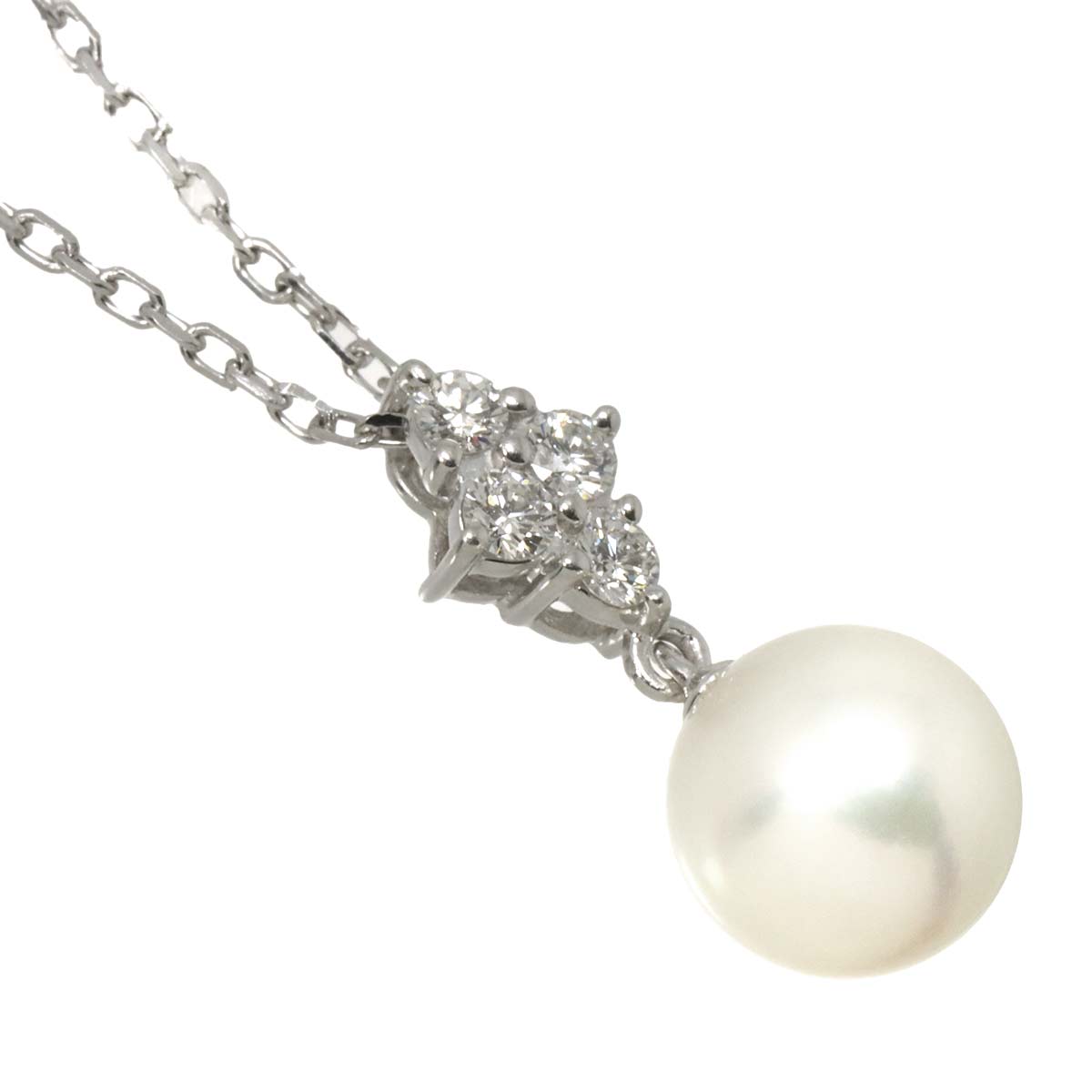 Akoya Pearl 8.0mm Diamond Necklace 18K White Gold 750