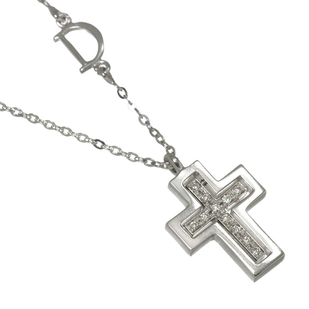 Belle Epoque Mini Diamond Cross Necklace 18K WG 750