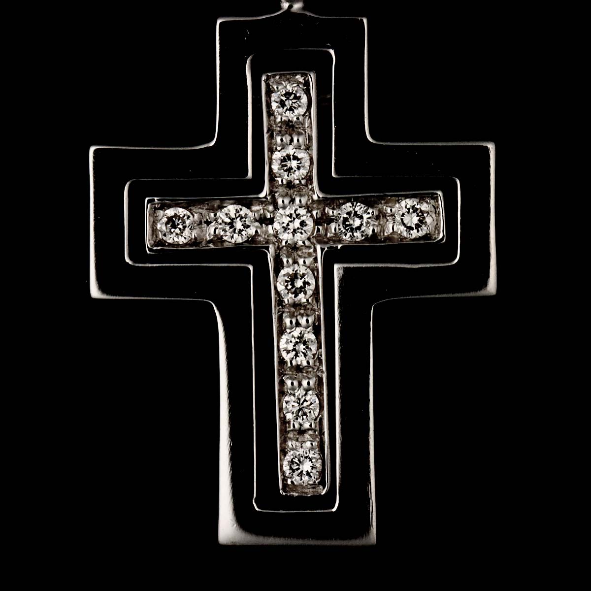 Belle Epoque Mini Diamond Cross Necklace 18K WG 750