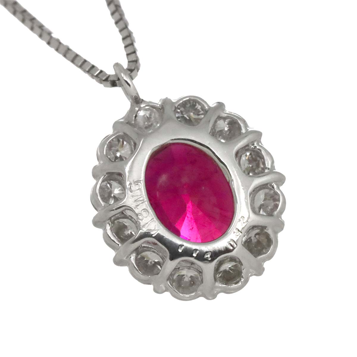 Tourmaline 1.14ct Diamond 0.32ct Necklace 18K WG White Gold 750