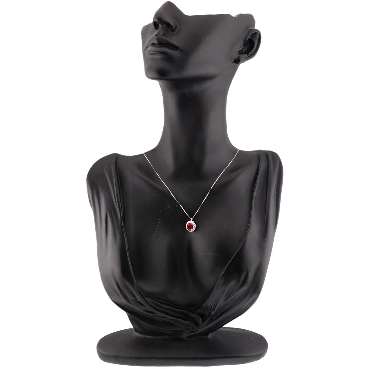 Tourmaline 1.14ct Diamond 0.32ct Necklace 18K WG White Gold 750