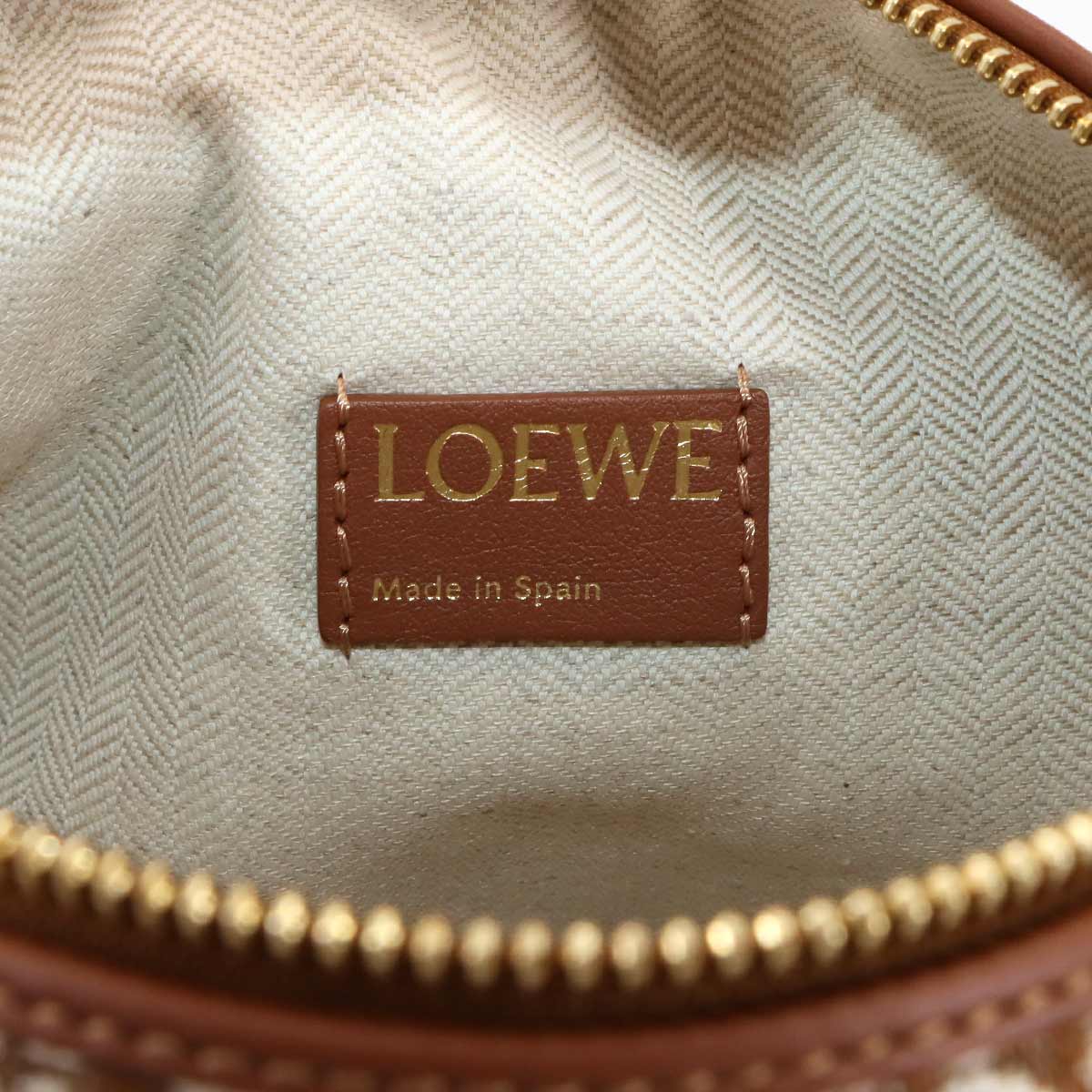 Cubi Small Shulder Bag Canvas Leather Brown Whote Purse