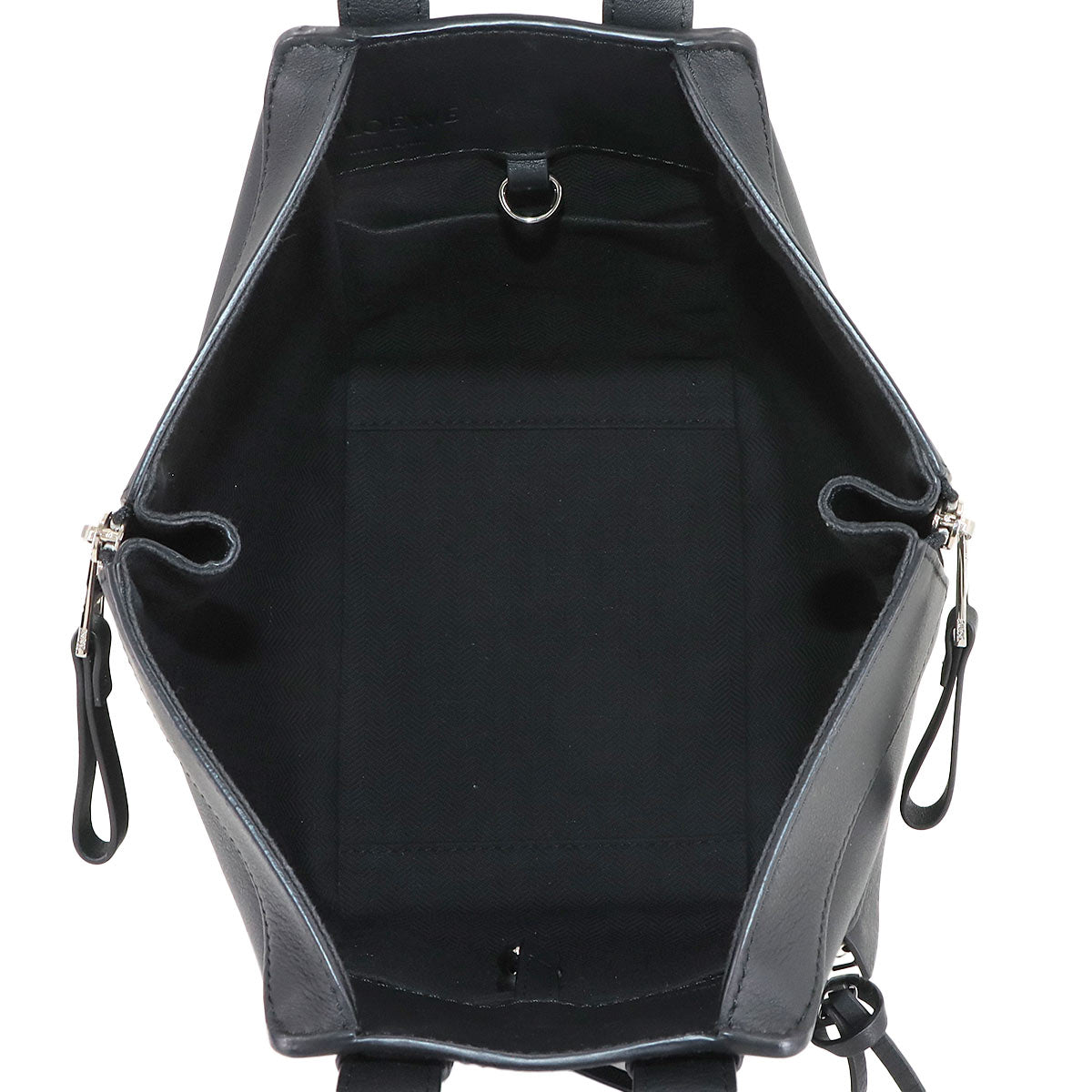 Compact Hammock 2way Hand Shoulder Bag Leather Black