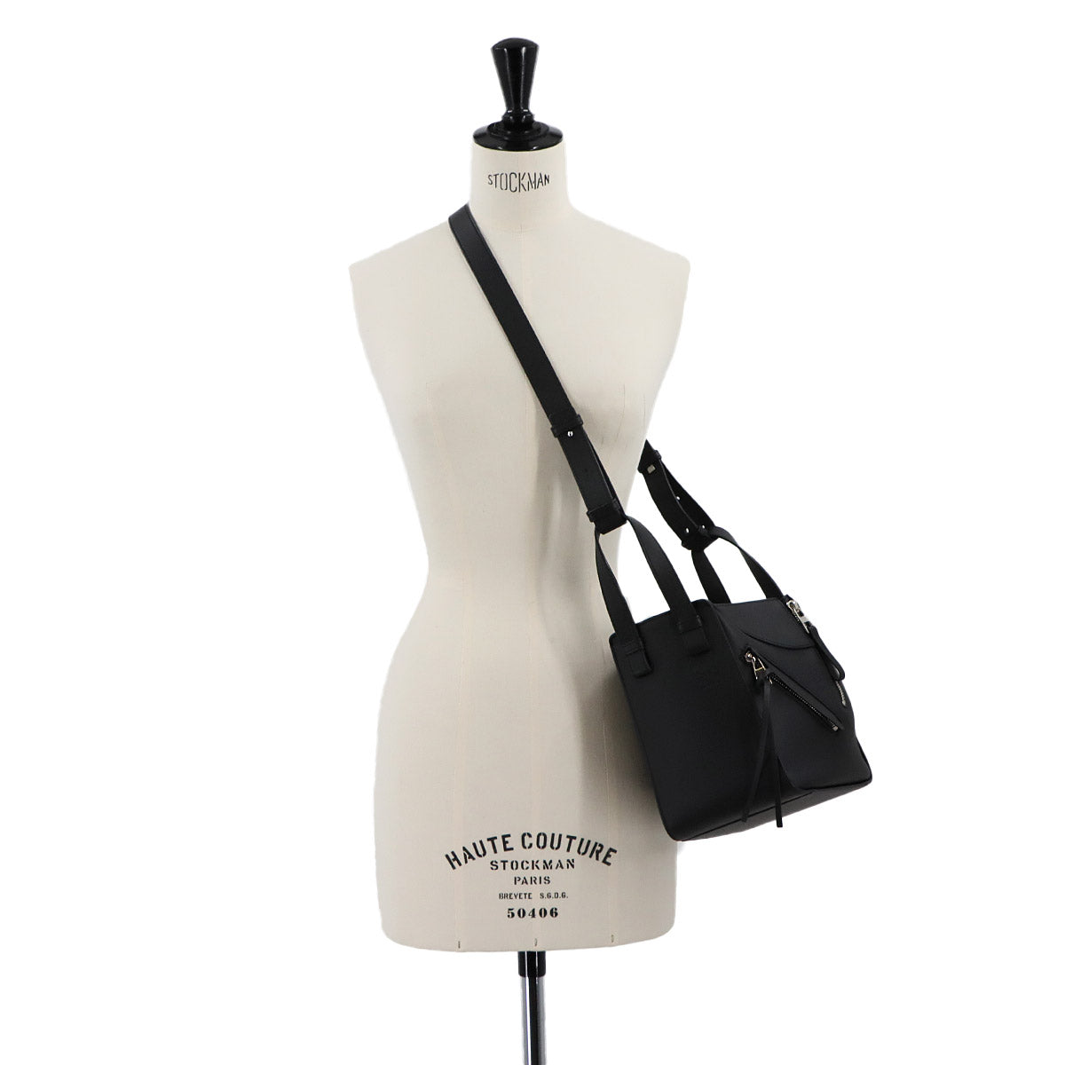 Compact Hammock 2way Hand Shoulder Bag Leather Black