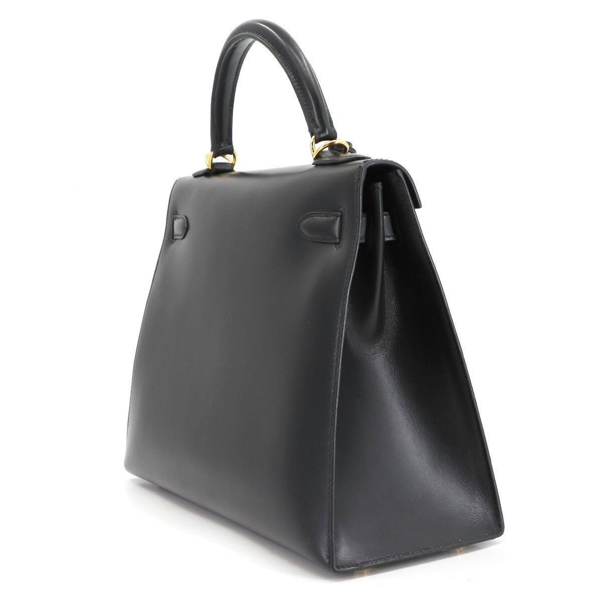 Kelly 32 Box calf Black Hand Bag Purse