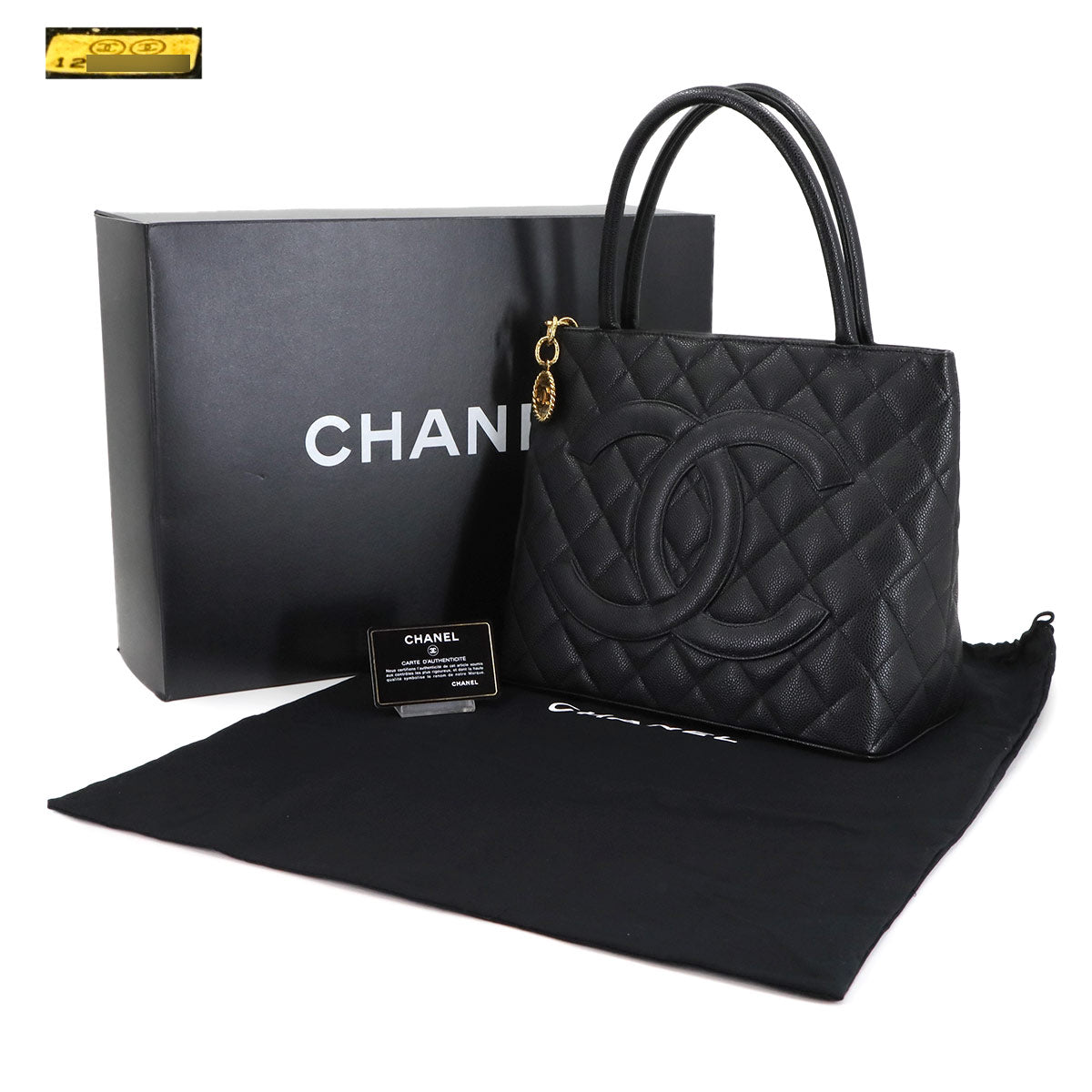 Medallion Tote Bag Leather Black A01804 Coco Logos