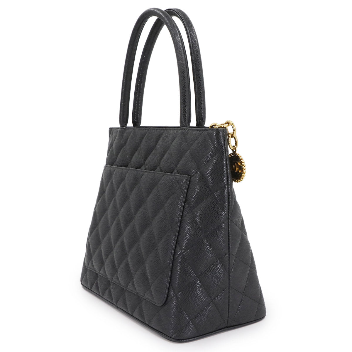 Medallion Tote Bag Leather Black A01804 Coco Logos