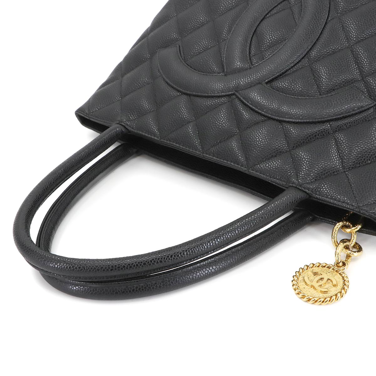 Medallion Tote Bag Leather Black A01804 Coco Logos