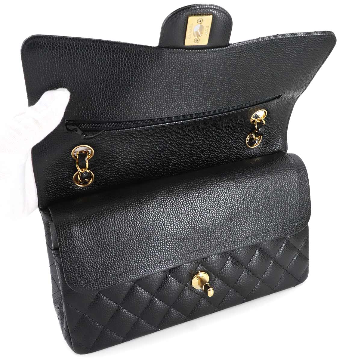 Matelasse 25 Chain Shoulder Bag Leather Black A01112 11.12