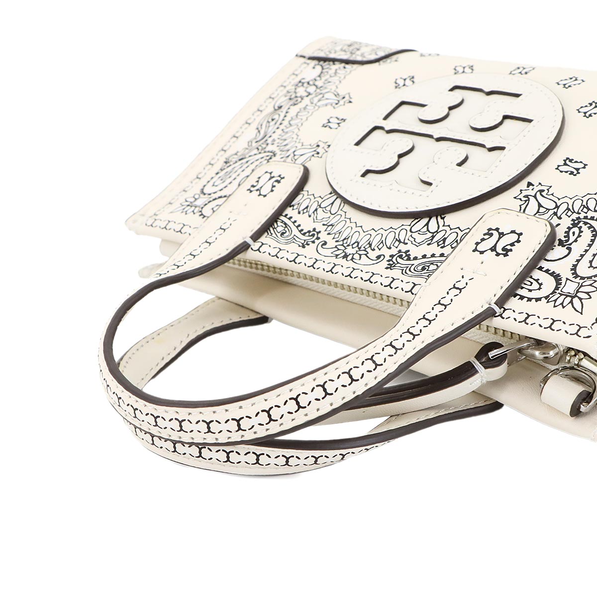 Paisley hand Shoulder Bag Leather White 75264 999