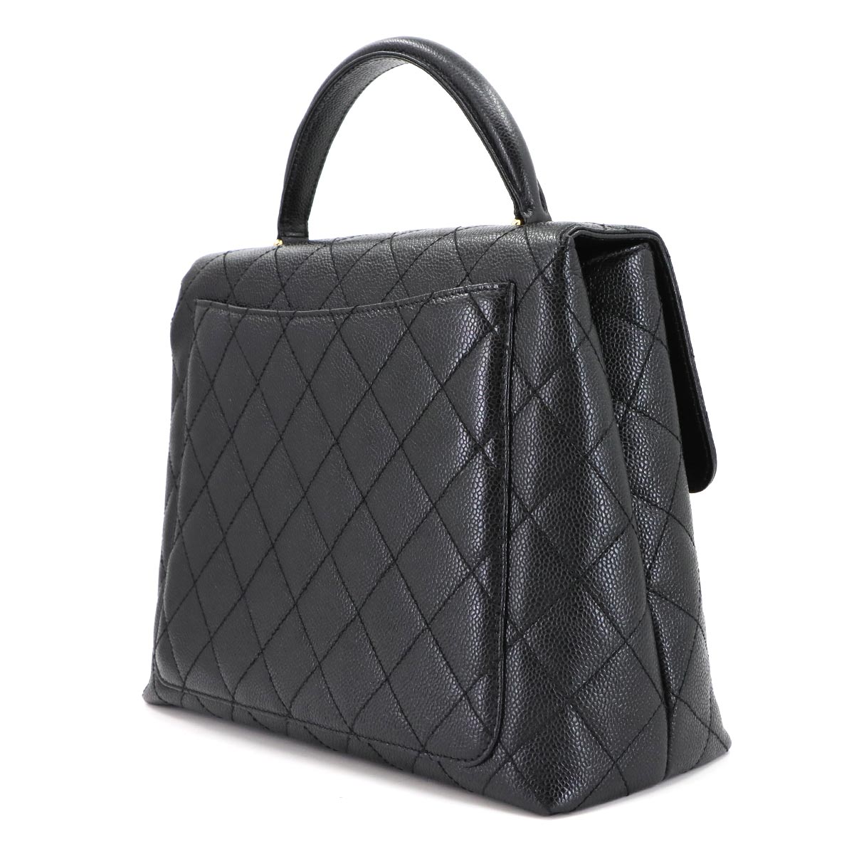 Matelasse Hand Bag Leather Black A12397 Vintage