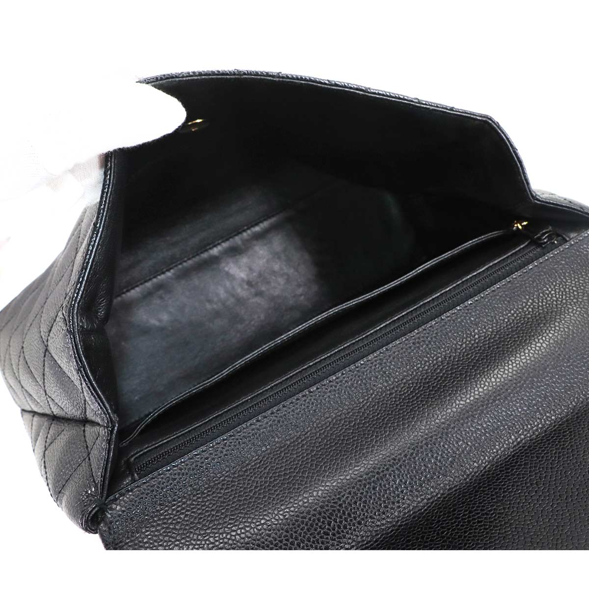 Matelasse Hand Bag Leather Black A12397 Vintage