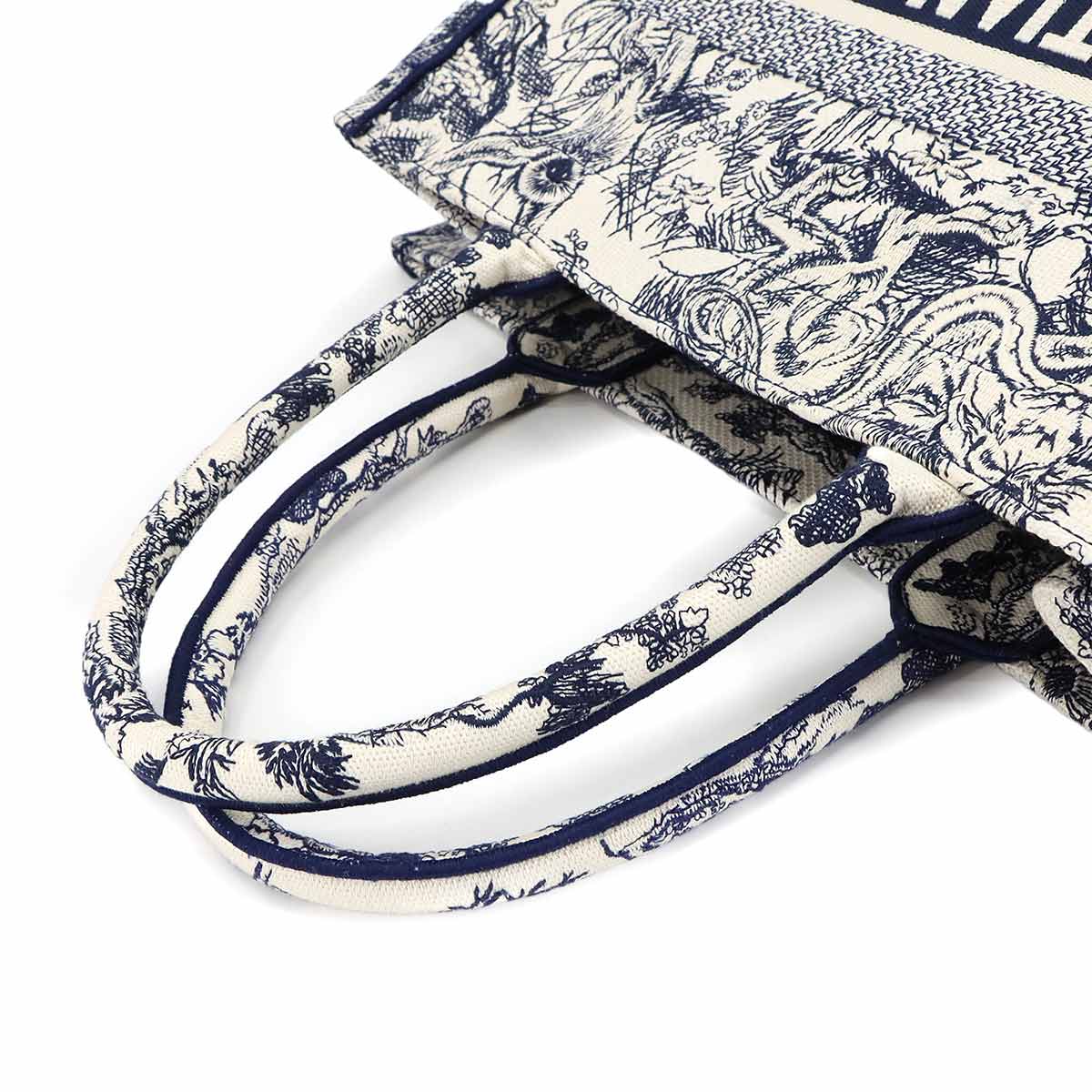 Toile De Jouy Book Tote Medium Bag Canvas Navy M1296ZTDT