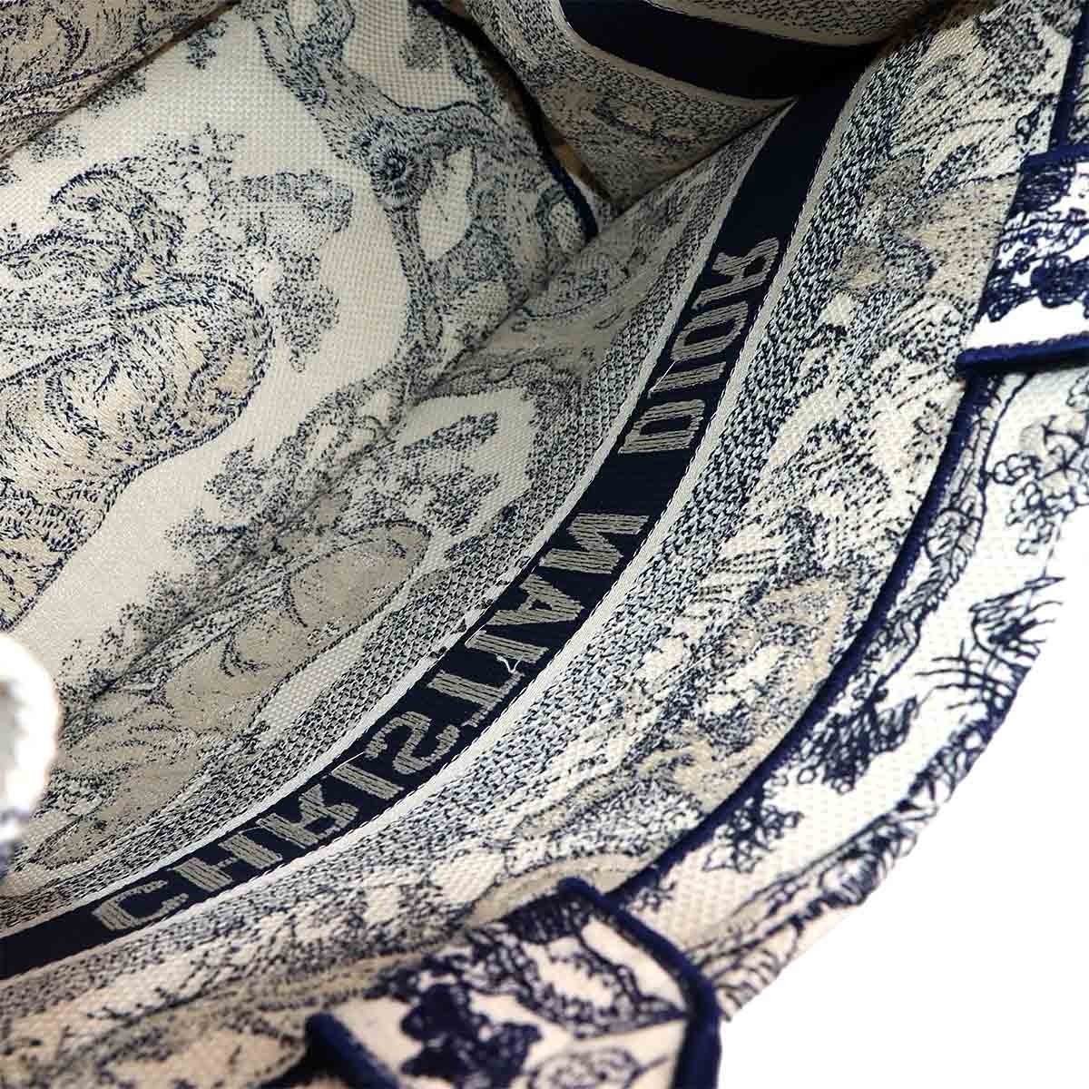 Toile De Jouy Book Tote Medium Bag Canvas Navy M1296ZTDT